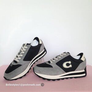 COACH Runner Lace-up Suede & Nylon Sneakers- Women’s Size 9.5B- Black/Chalk⭐